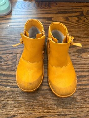 Livie & Luca Mustard Yellow Leather waterproof Kids Zip-Back Ankle Boots